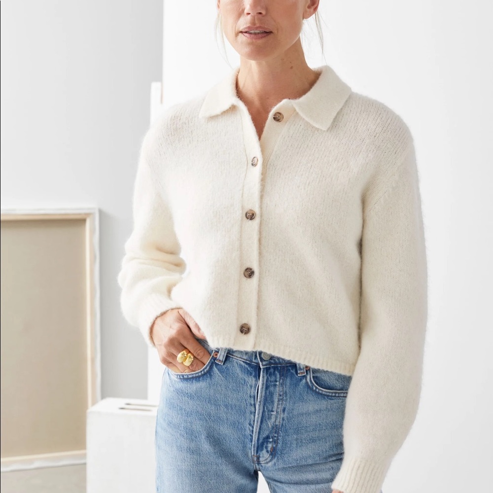 Wool Blend Tortoise Button Cardigan &other stories